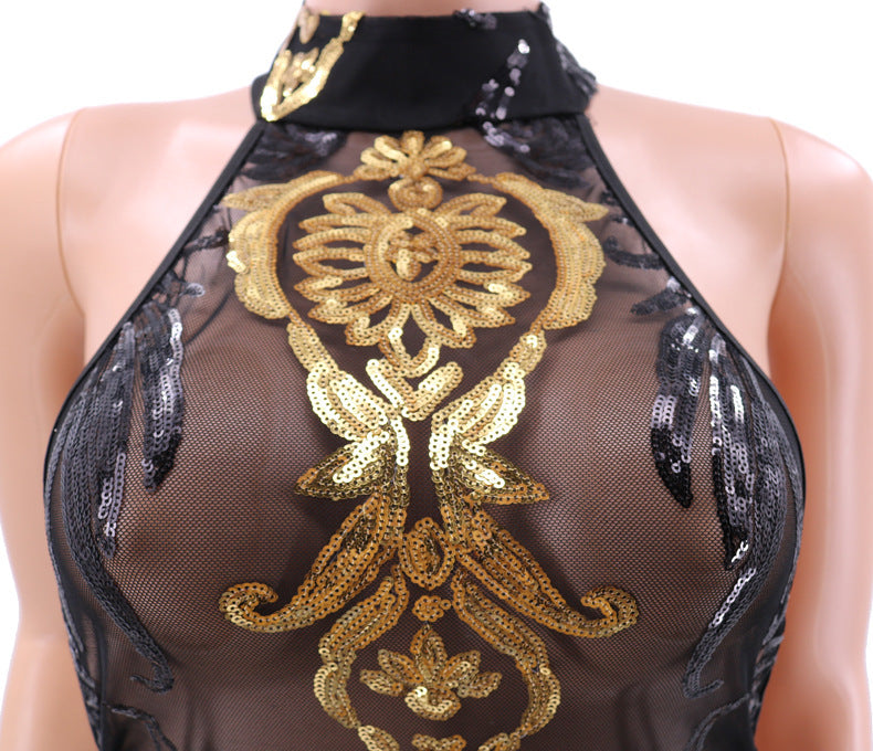 Sheer dress with sequins
