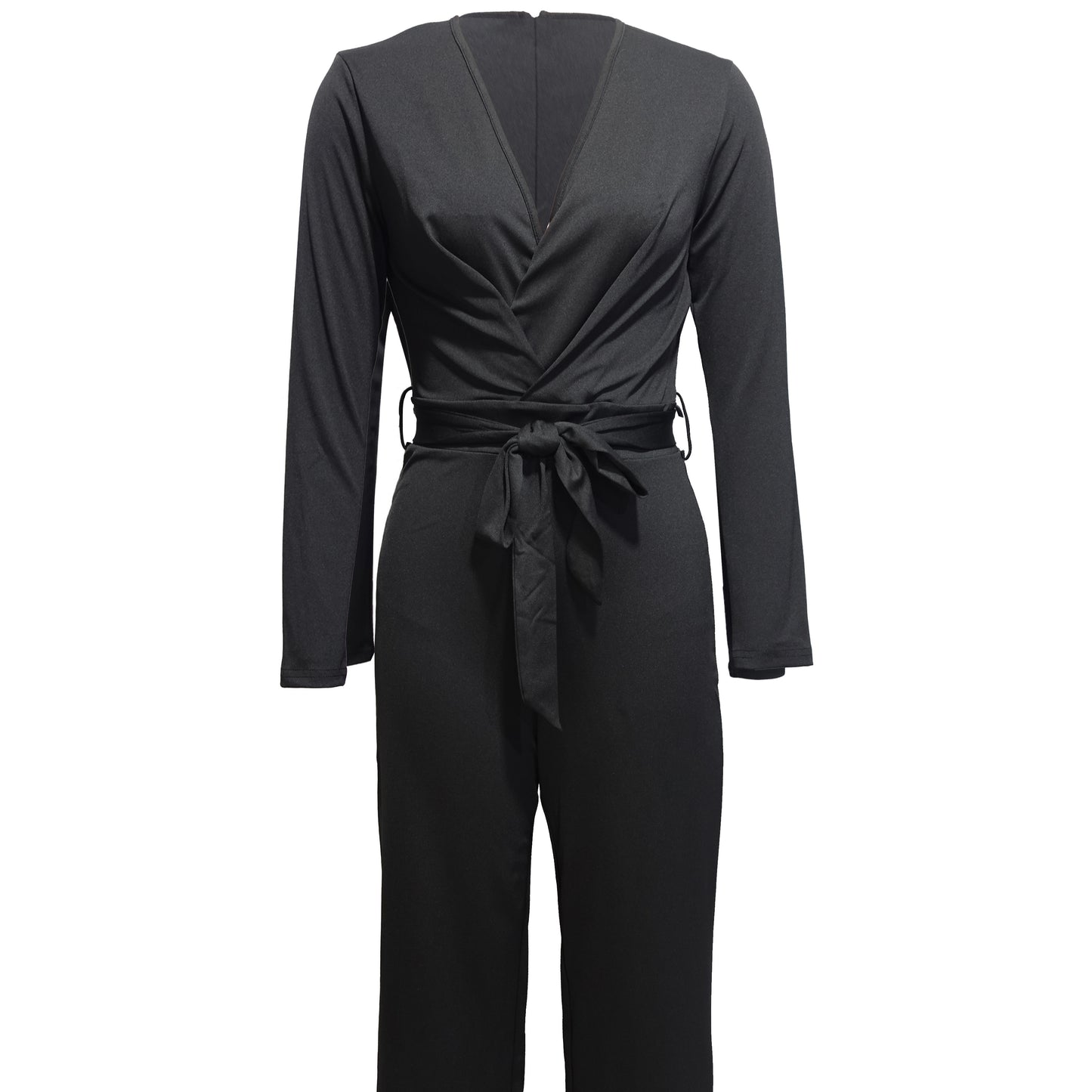 Ladies' Fashionable Slim Fit Sexy V-neck Long Sleeved Slimming Jumpsuit Plus Size