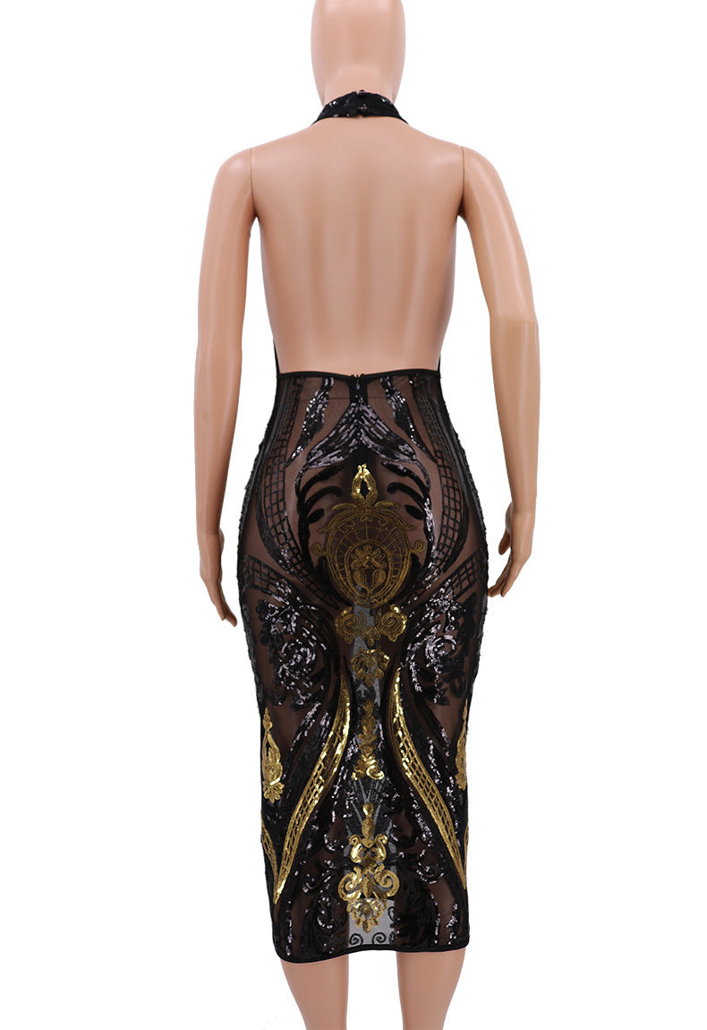 Sheer dress with sequins
