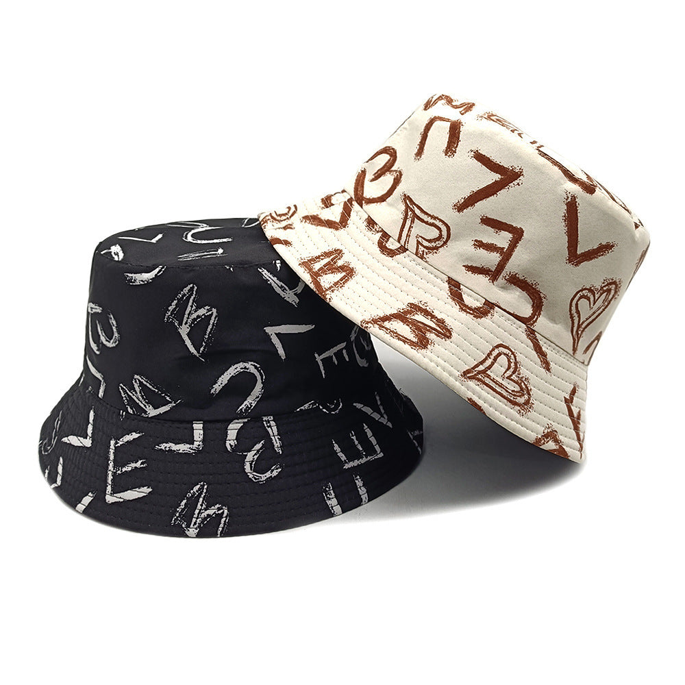 Love Letter Pattern Bucket Hat Children's Digital Printing Bucket Hat