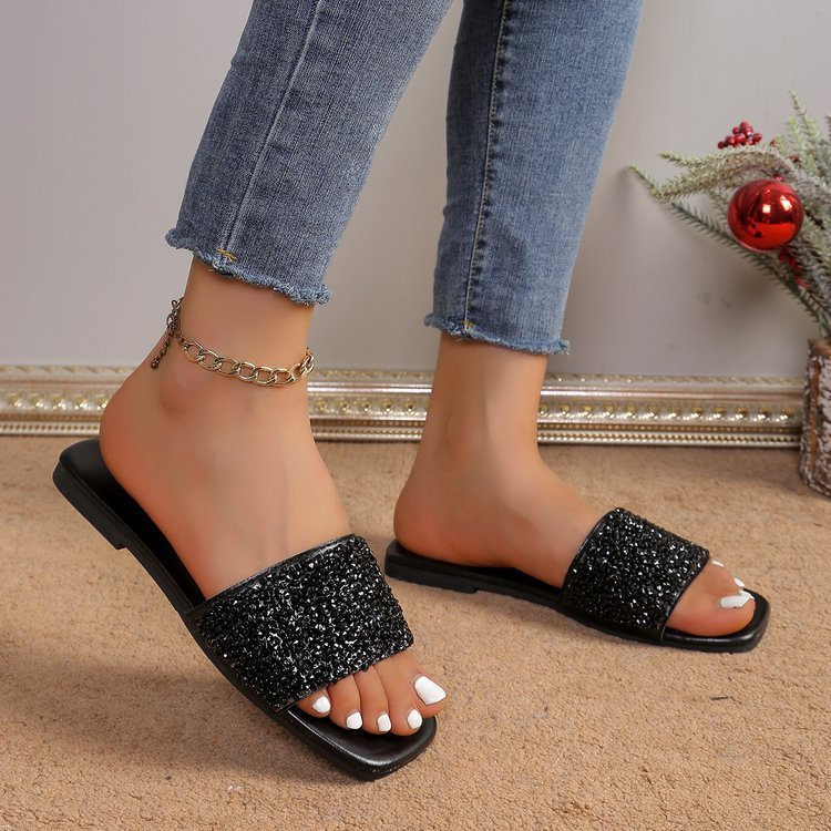 Fashion Personality Pearl Flat Sandals Women