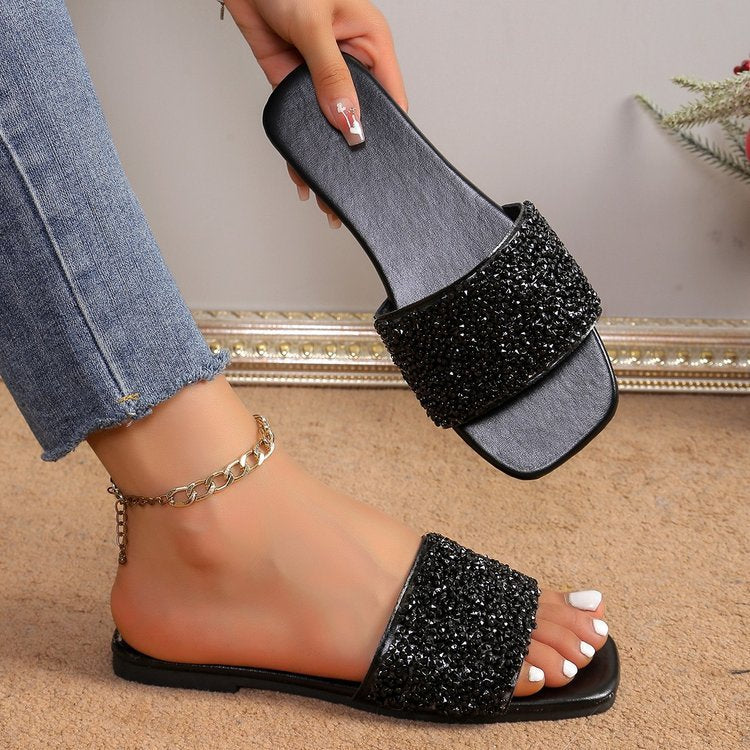Fashion Personality Pearl Flat Sandals Women