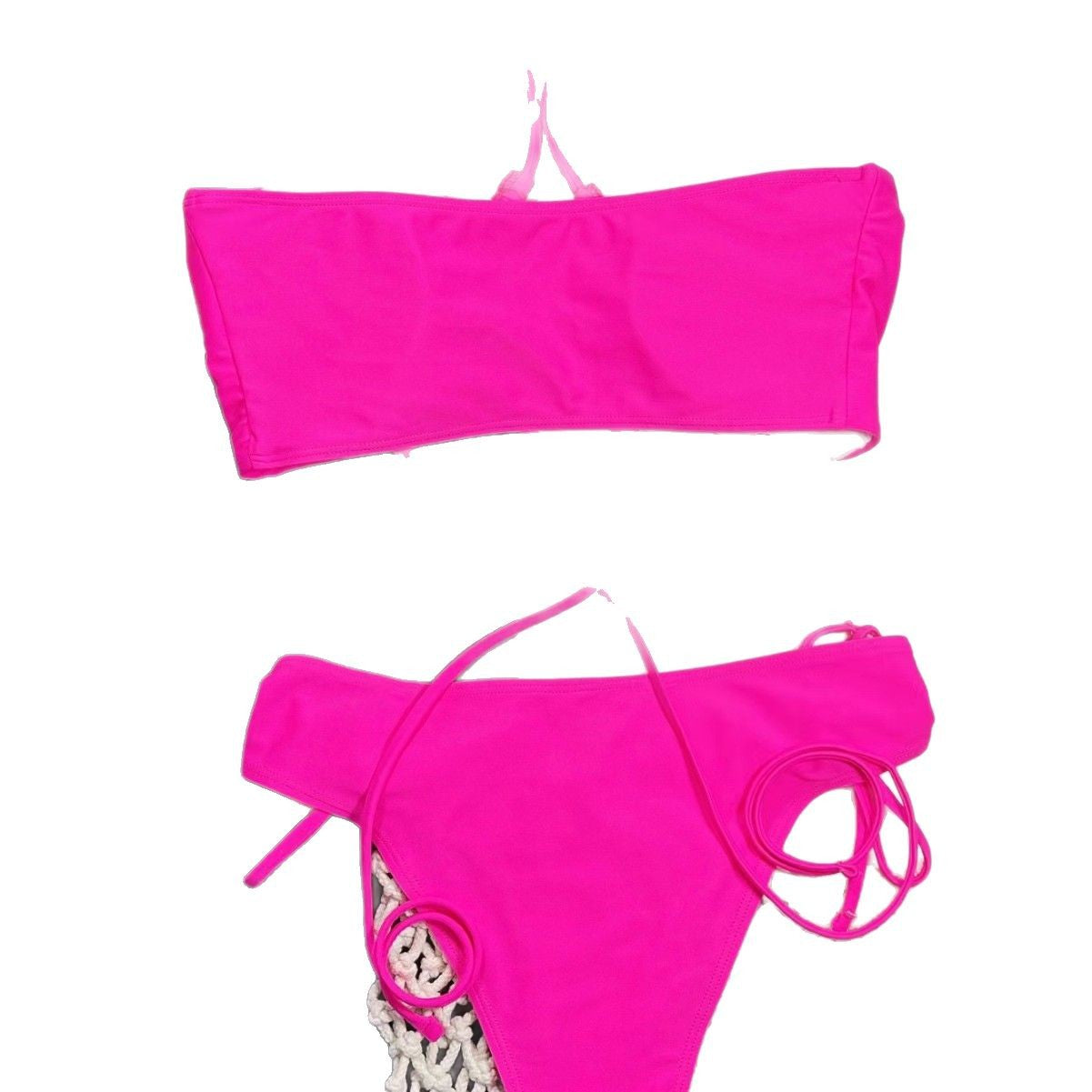 New Bikini Split Women's Swimsuit Solid Color Lace-up Sexy