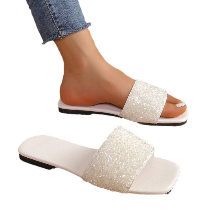 Fashion Personality Pearl Flat Sandals Women